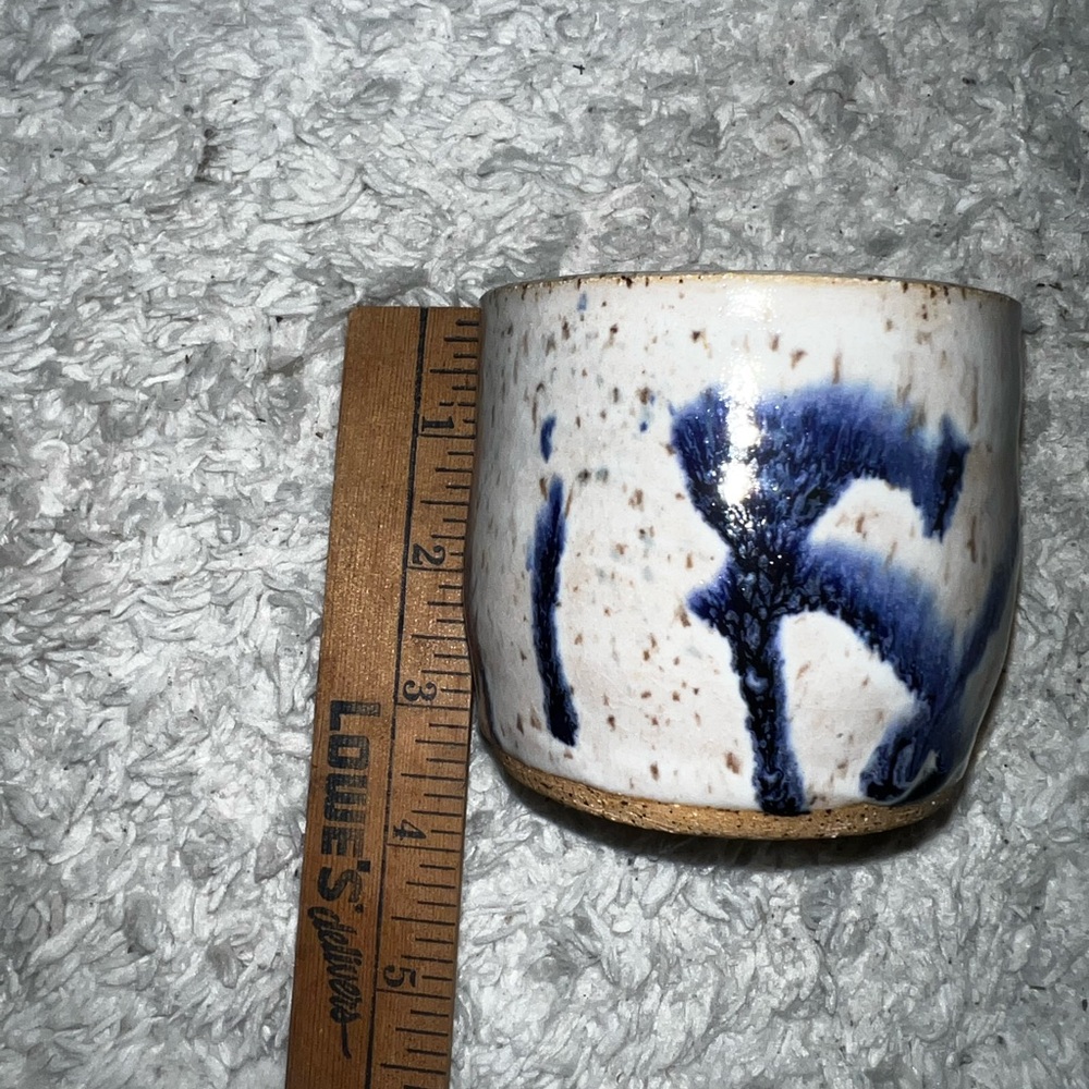 Studio Pottery Artistic Blue and White Ceramic Vase/ Trinket Dish Vintage - Picture 7 of 8